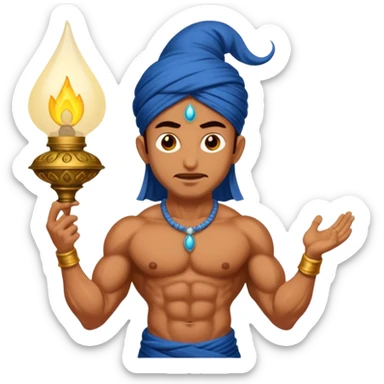 CREATE A EMOJI WHERE WHERE JINN COMES ALLADIN"S LAMPS RUB FROM IN LAMP AND SAY HUKUM MERE AAKA  sticker