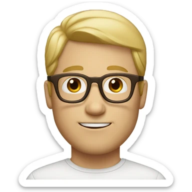 white man with blond hair, thin glasses and brown eyes sticker