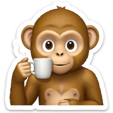 monkey sipping coffee side sticker
