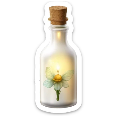 White magic fairy light sparkling old Antique bottle with poison and with herbal and flowers sticker