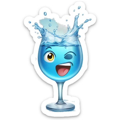 Sparkling splashing clear water in a clear glass  sticker