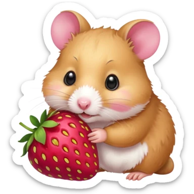 hamster eating strawberries sticker
