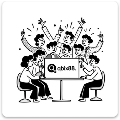 Gaming platform 'qbix88' with large community of players winning together and enjoying benefits sticker