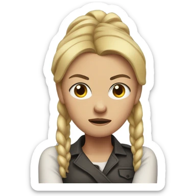 arms crossed angry woman blonde ponytail   sticker