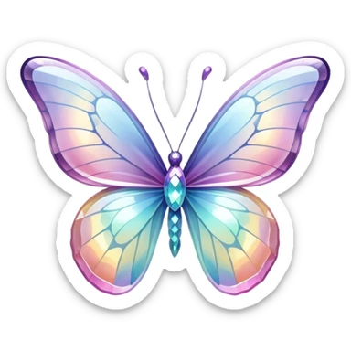 Sparkly glossy Pastel iridescent glass crystal butterfly sticker