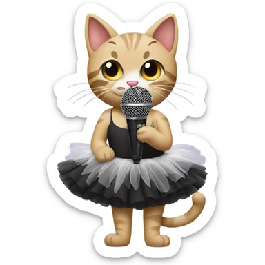Cat with a tutu and a microphone  sticker