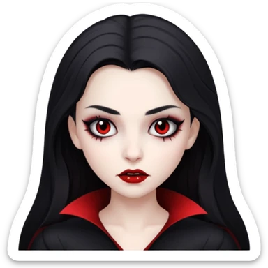 девушка вампир с темными волосами, очень бледной кожей и черным макияжем глаз sticker