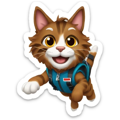 Brown Mainecoon Skydiving  sticker