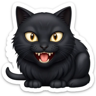 Black cat hissing sticker
