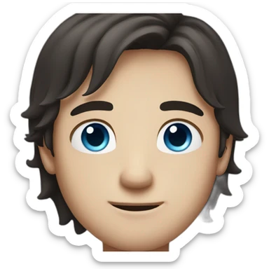guy with freckles and blue eyes with long dark hair  sticker