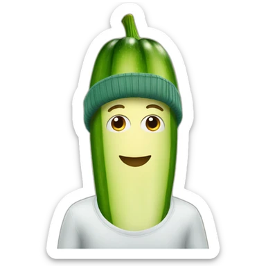 Zucchini with a beanie sticker