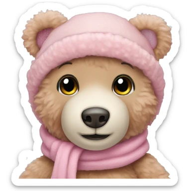 Pink Teddy Bear Winter sticker