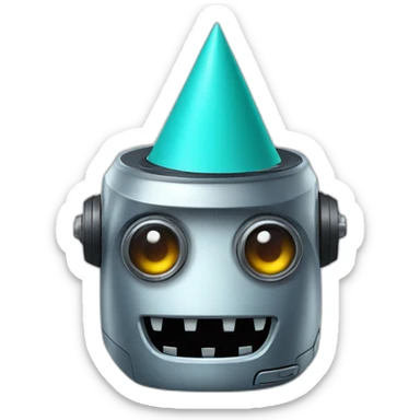 robot with partyhat sticker
