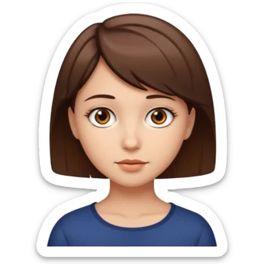 A girl with short brown hair and brown eyes sticker
