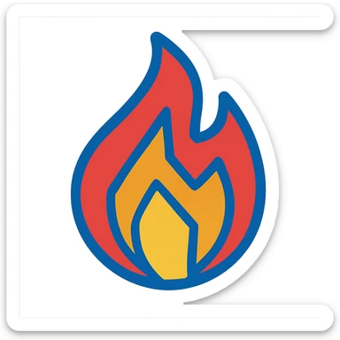 abstract geometric flame with vibrant toon style and blue outline sticker