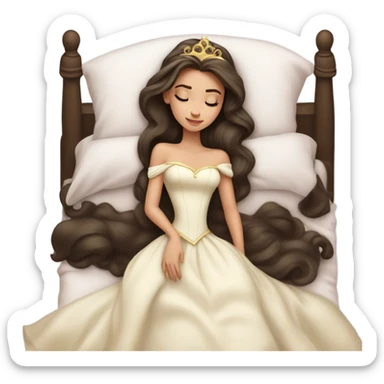 Sleeping brunette beauty princess Disney, bed, white skin sticker