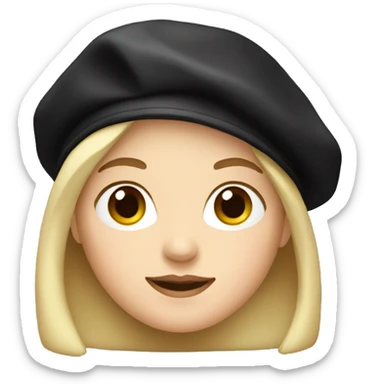 Grandmother with blond hair and fair skin in a black beret sticker