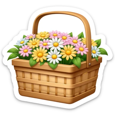 picnic basket with light color flowers sticker
