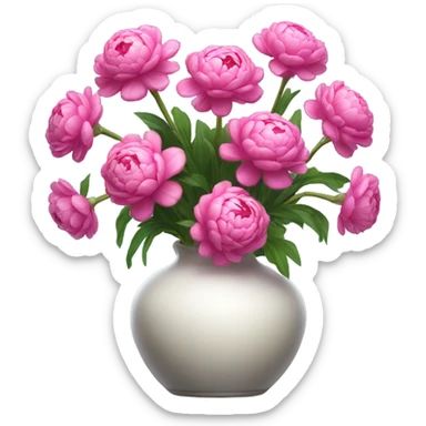 Realistic Bright pink pions in vase sticker