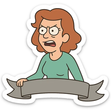 flat toon style grey ribbon sticker