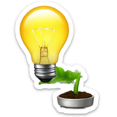 a plant with an idea lightbulb sticker