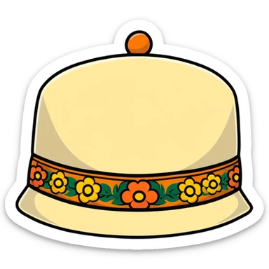 Colorful Uzbek doppa hat with floral patterns sticker