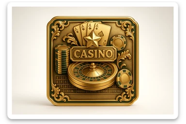 casino board with cannabis, green and gold color scheme, luxurious look sticker