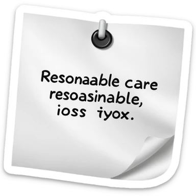 a piece of paper with reasonable care written on it sticker