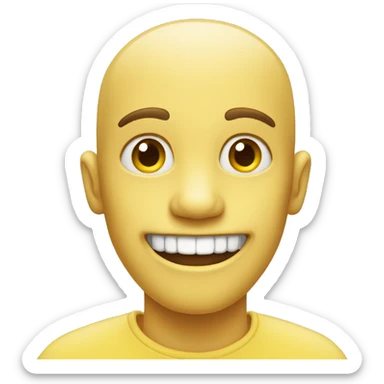 Smiling emoji with yellow bone in mouth sticker