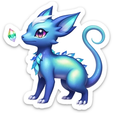 Rainbow crystal mix Shiny pastel Nebulae Salandit-Meowstic-Noibat-Fakémon-hybrid-creature (full body)  sticker