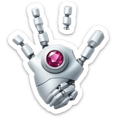 a robotic hand with a gem sticker