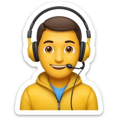 Un emojis feliz con audífonos puestos pero sin  naris un sencillo el emojis  hombre sticker