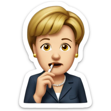 Angela merkel with cigarette sticker