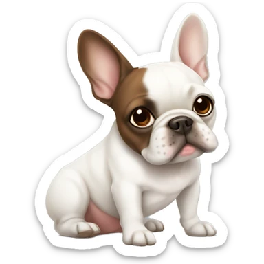 white french bulldog  with a brown stan on a right eye sticker
