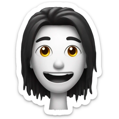 Crazy head in toilet with long neck and black hair sticker