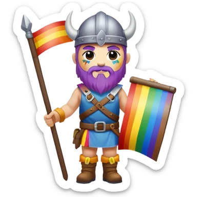 rainbow skin face and body road builder full body as a viking with rainbow flag sticker