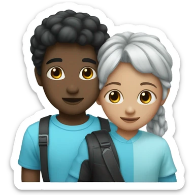 Half black and baby blue heart sticker