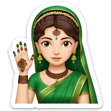 bride in mehendi Ceremony in green saree sticker