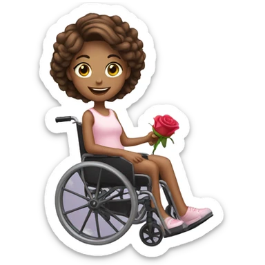 Girl in wheelchair with rose sticker