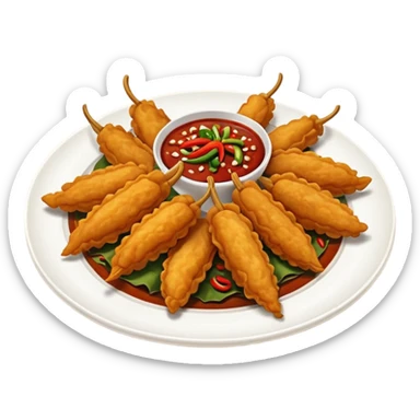 indonesian fried food with chili on a plate sticker