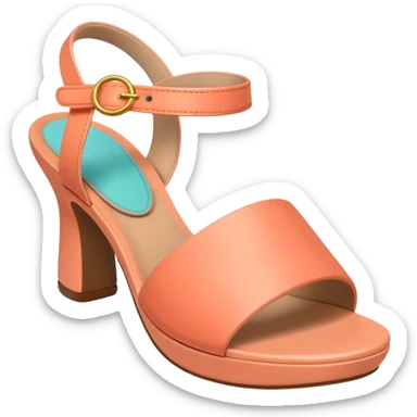 A 3D cartoon Peach coral open-toe sandal with ankle straps and smooth curved sole, isolated plain background, Memoji-style rendering. sticker