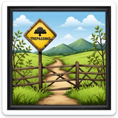 property land with the sign of no trespassing sticker