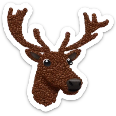 A caribou made of coffee beans sticker