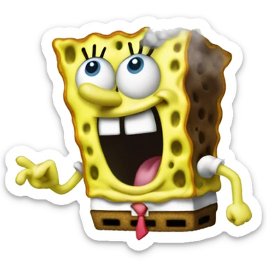 SpongeBob with smoke coming out of him sticker