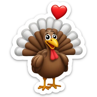 Turkey with a heart and happy Thanksgiving  sticker