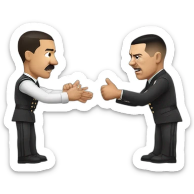 Hitler with ronaldo playing rock paper scissors sticker