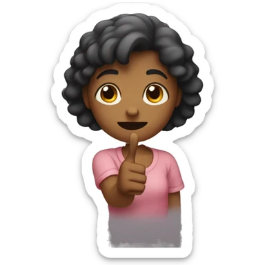 Girl holding up her hand saying no  sticker