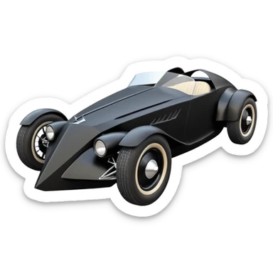  the animated series aerodynamic futuristic Batmobile loosely based on 1936 cord 812 (flat long straight faceted mechanical body) stealthy town hot rod sand racing buggy  sticker