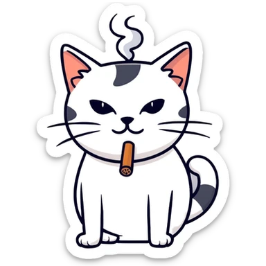 smoking cat in tee sticker