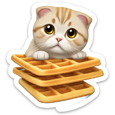 Scottish fold on a waffle sticker